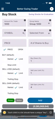 BST app sign up screen